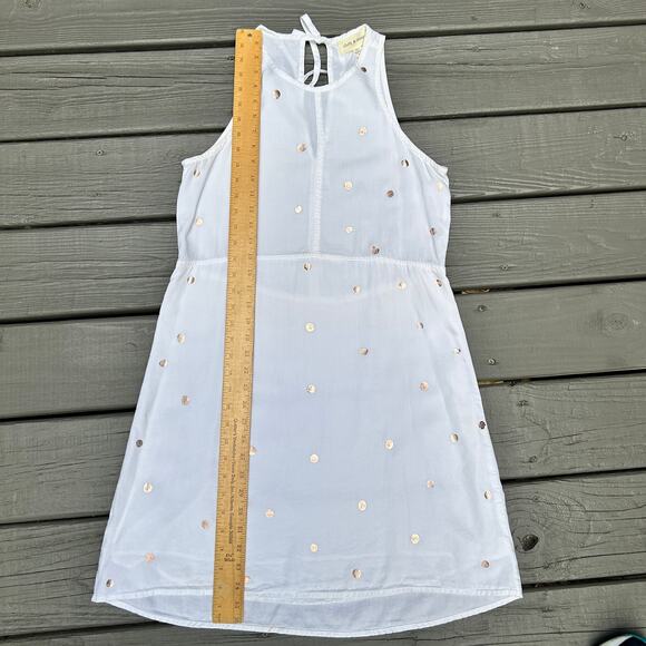 Anthropologie Cloth & Stone Polka Dot Seamed Dress White Rose Gold Size XS - Picture 4 of 11
